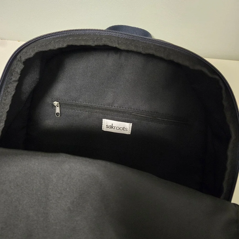 Sakroots Larchmont Divided Eco-Twill Backpack Navy Blue Floral Paisley NEW